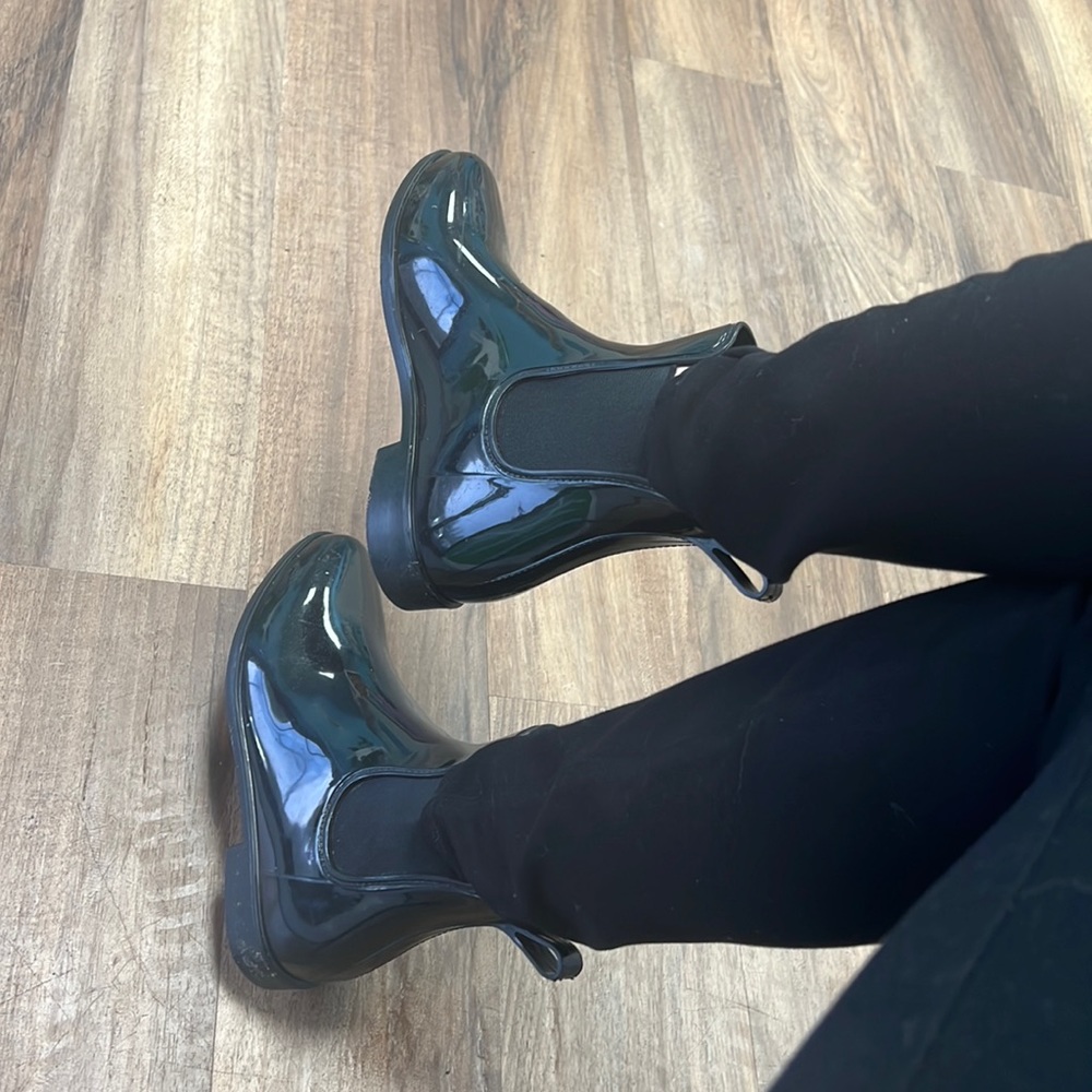 Black rain boots